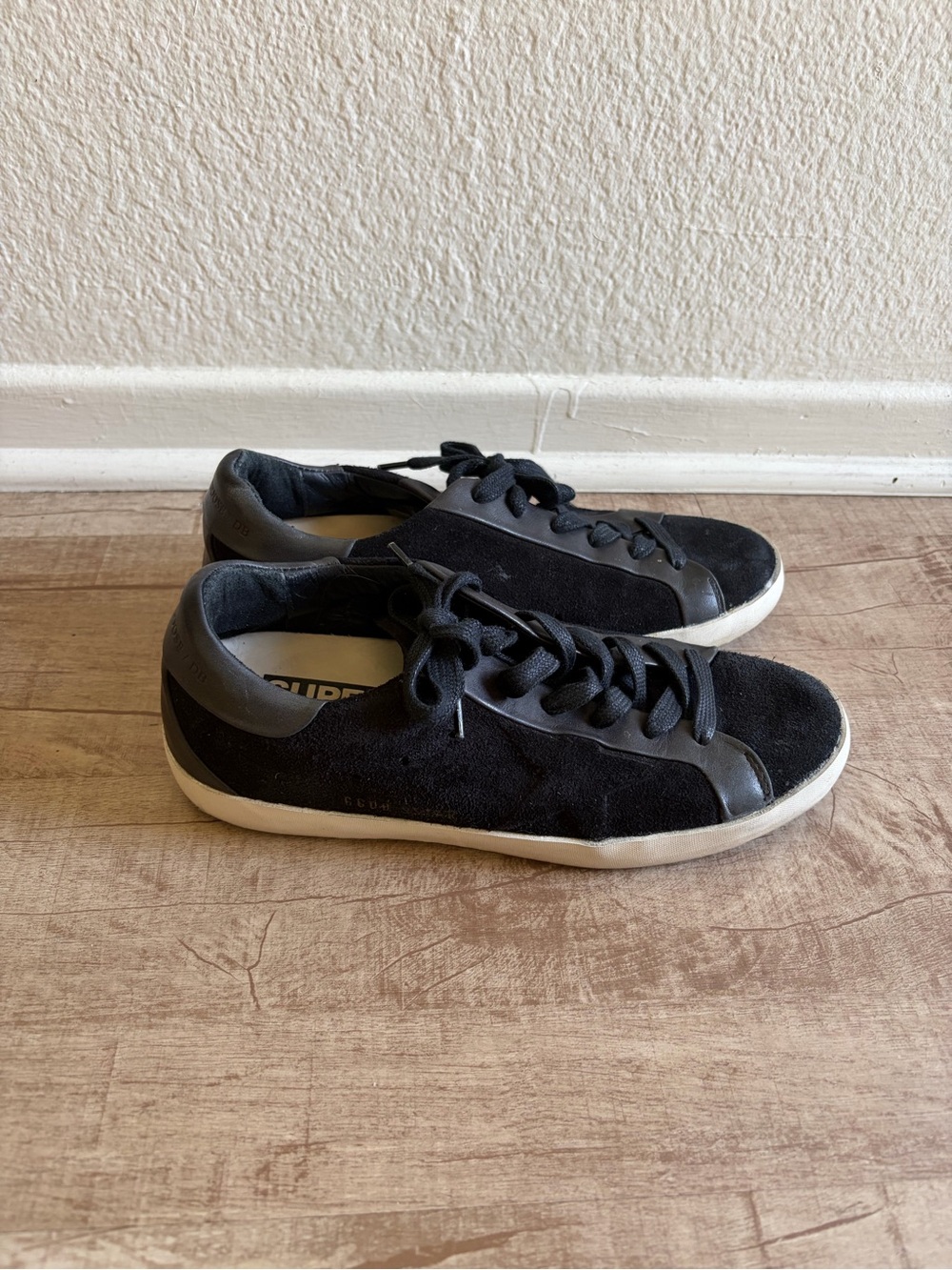Golden Goose Black Suede Low-Top Sneakers with White Sole